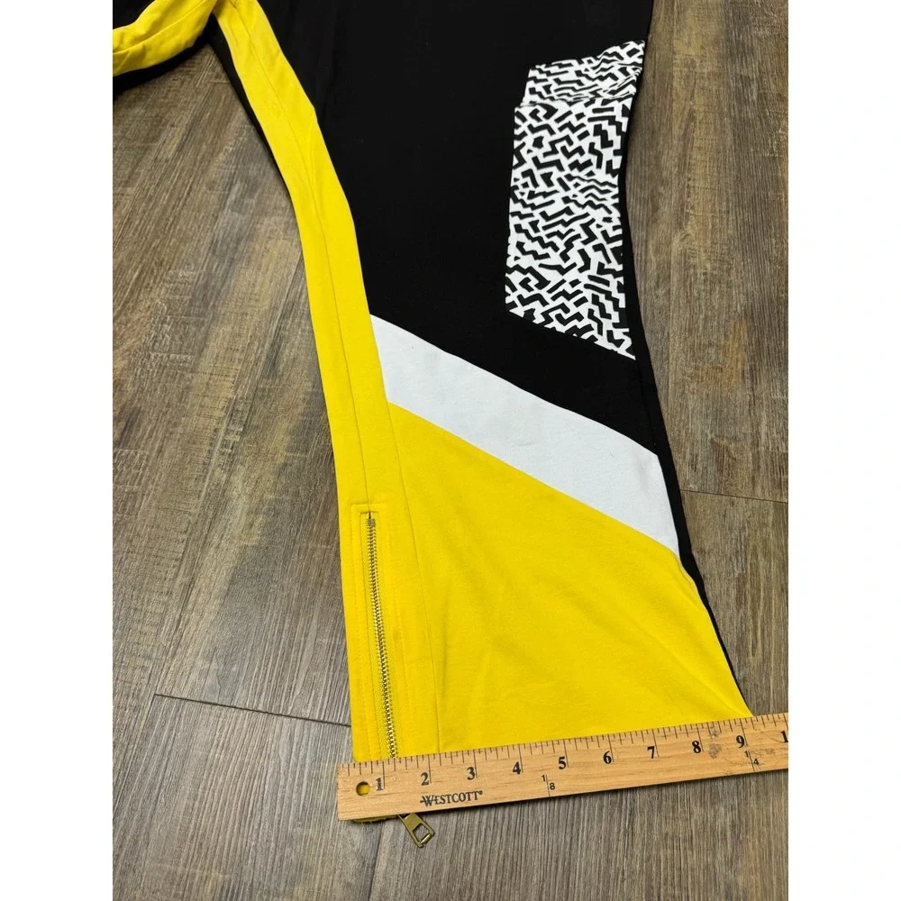 Makobi‎ Mens 6XB Yellow Black Geometric Colorblock T-Shirt and Joggers Set MS555